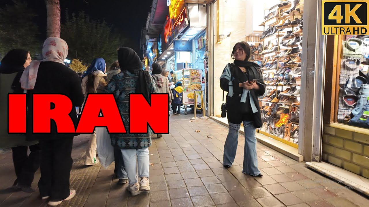 IRAN- walking tour in crowded streets in November- Rasht