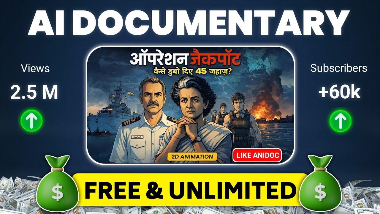 Create 2D AI Documentary Videos Like ANIDOC ||Free Tools + Full Step by Step ||