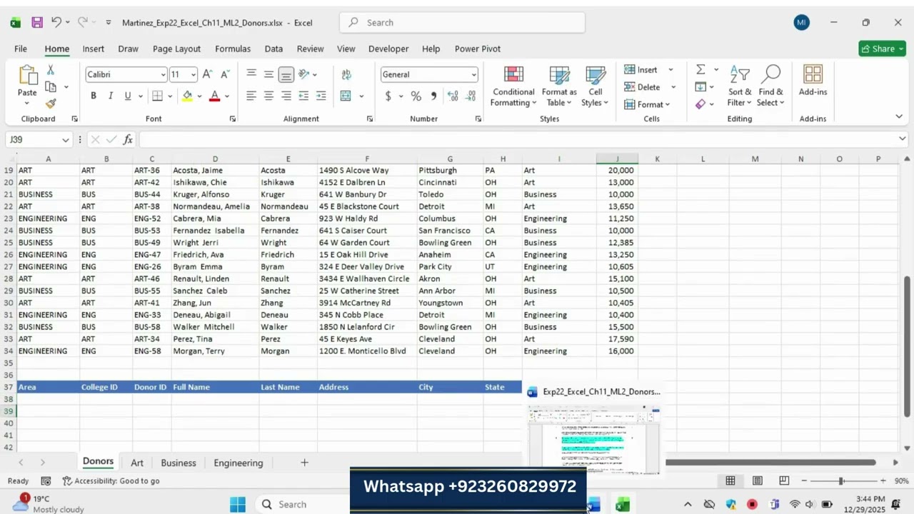 Exp22_Excel_Ch11_ML2_Donors | Excel Chapter 11: Grader Mid-Level 2 - Donor List #Donors #Exp22