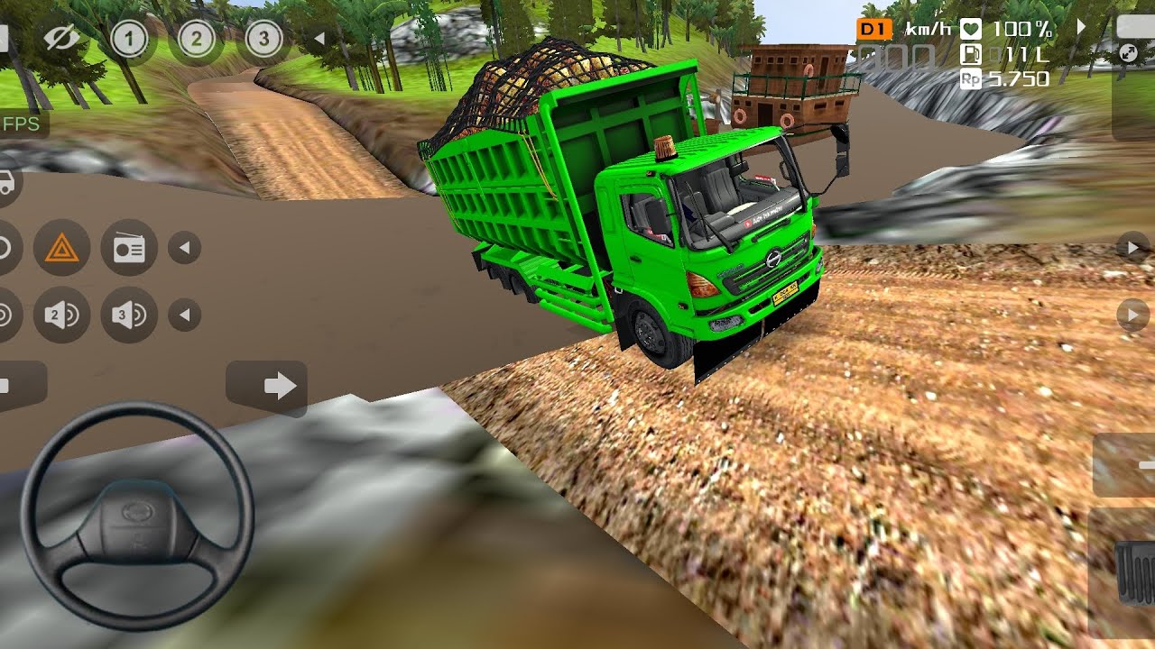 WAW DUMP TRUCK HINO LOHAN,MUATAN SAWIT FULL MERAUNG DI JALUR OFROAD||BUS SIMULATOR INDONESIA