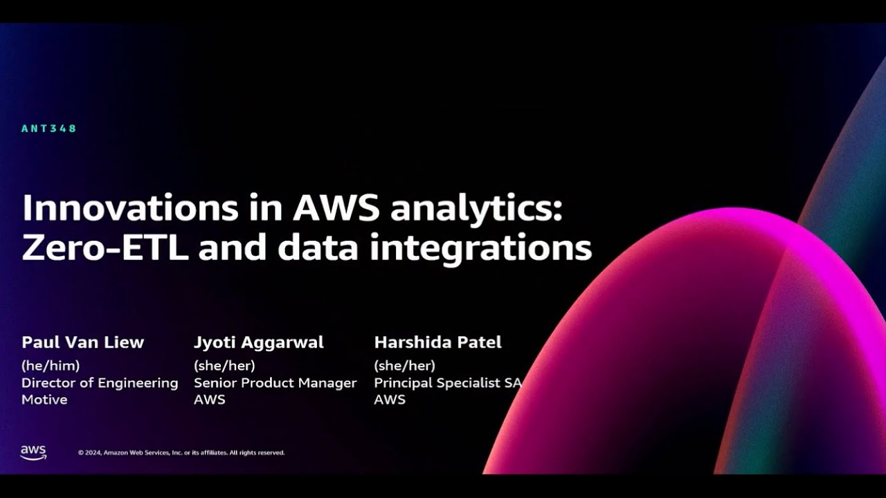 AWS re:Invent 2024 - Innovations in AWS analytics: Zero-ETL and data integrations (ANT348)
