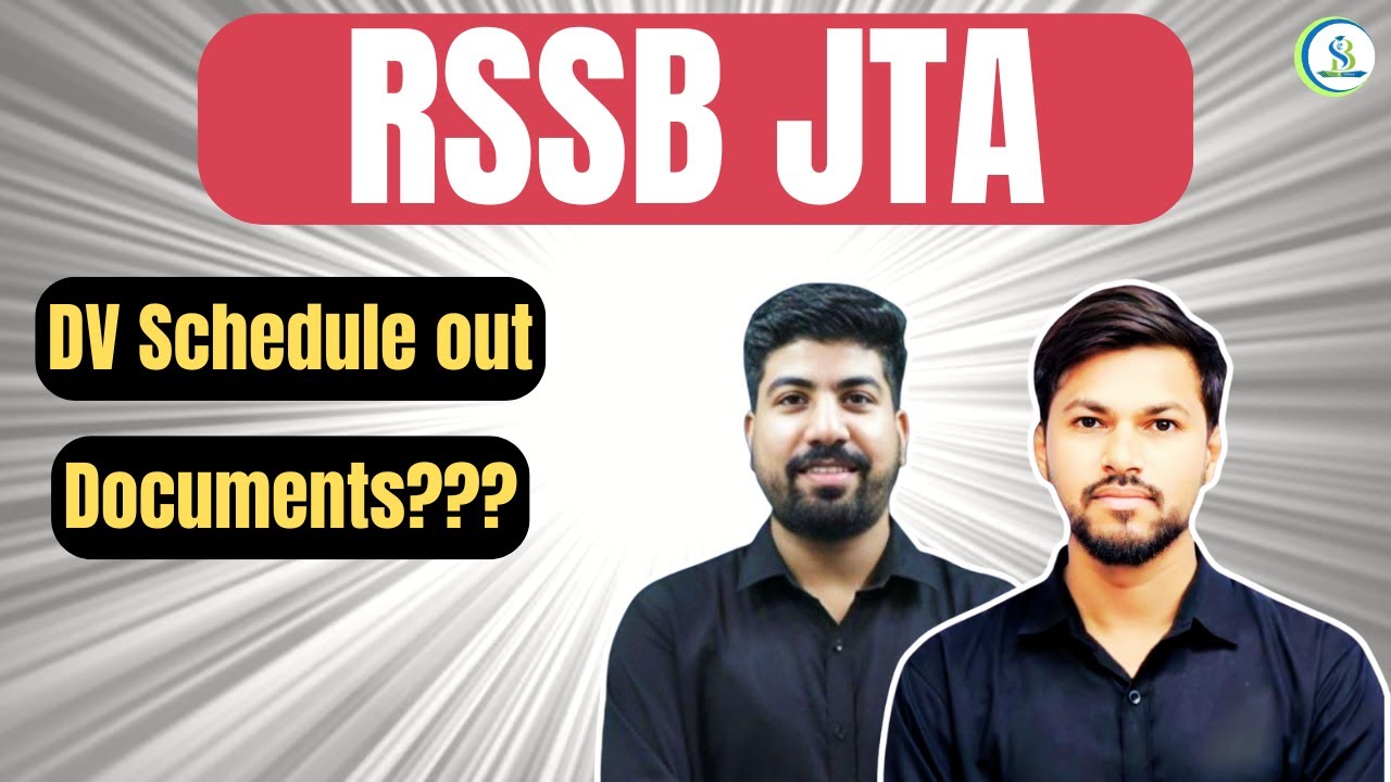 RSMSSB JTA  | Documents verification (DV) schedule | Documents required Studyfi Bharat