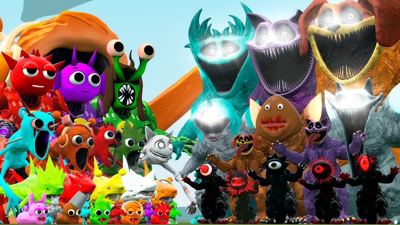 ALL MONSTERS SPRUNKI INCREDIBOX VS GODZILLA POPPY PLAYTIME FAMILY (Garry's Mod)