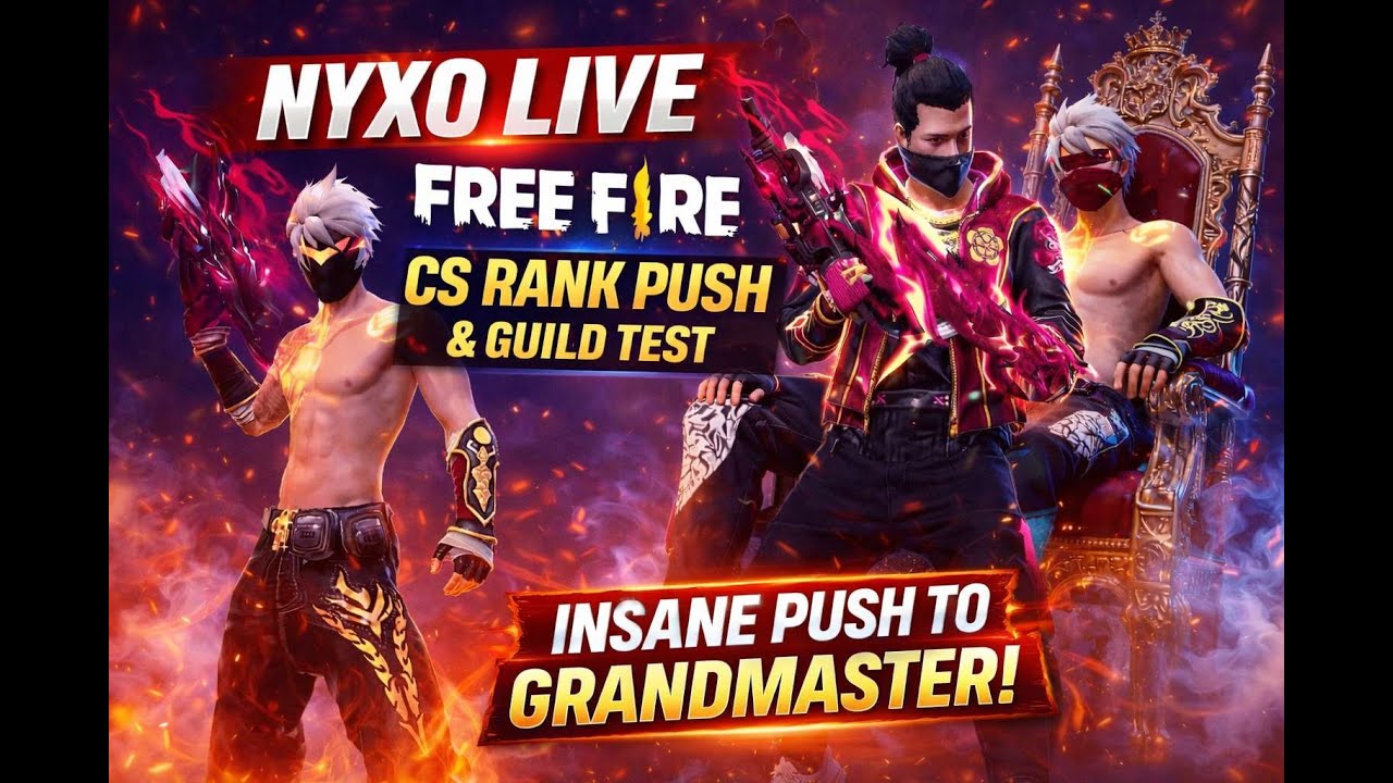 🔴 LIVE GUILD TEST AND CS RANK PUSH  NYXO LIVE  | Free Fire Live Stream  
