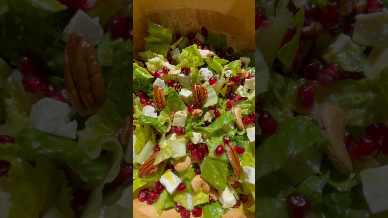 Salat mit Feta, Granatapfel und Nüssen🤤🤌🏼🥗
