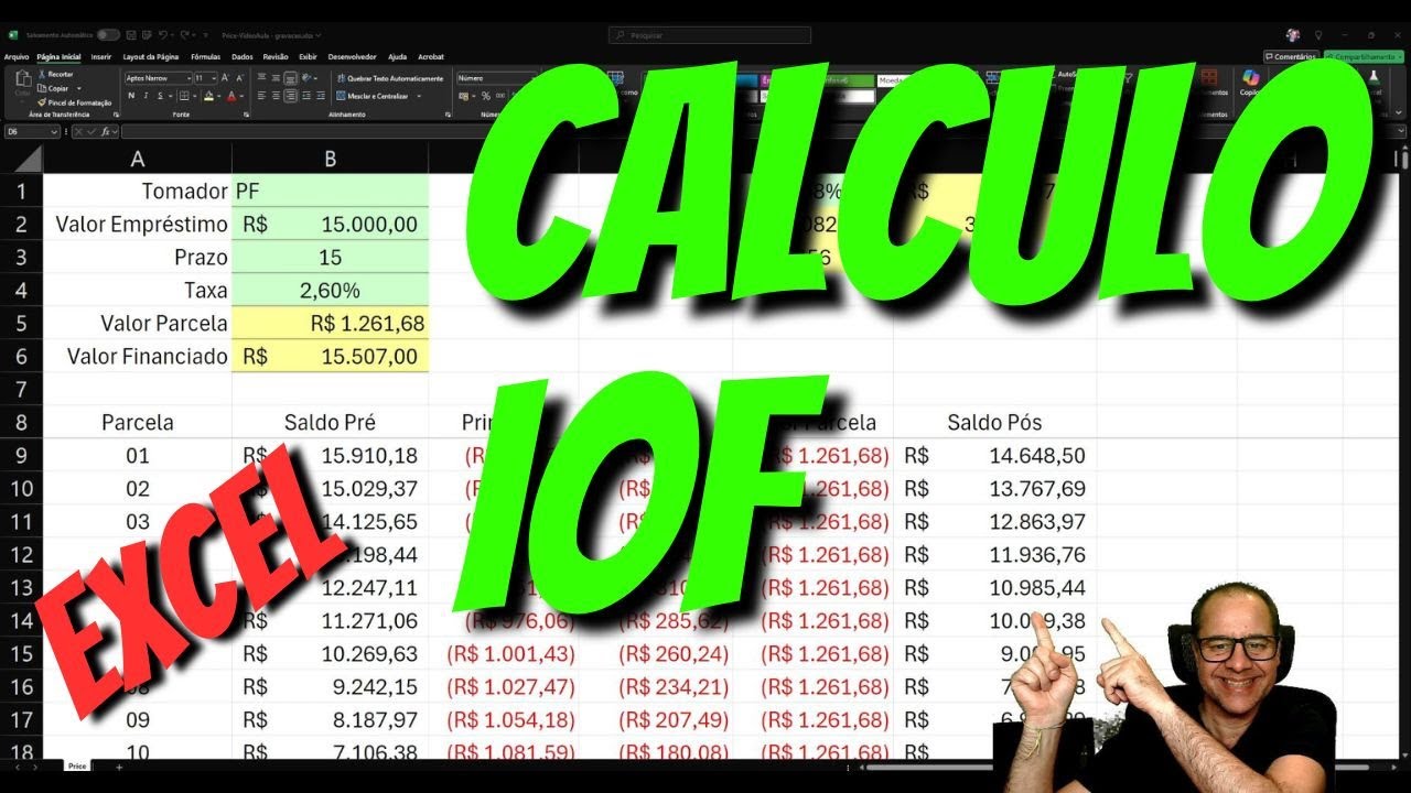 Como Calcular IOF usando EXCEL