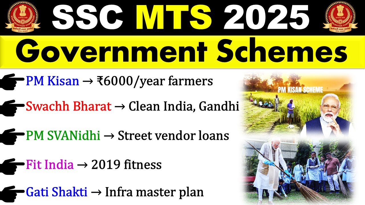 Government Schemes GK For SSC MTS 2025 | Static GK For SSC MTS | Central & States Govt. Schemes