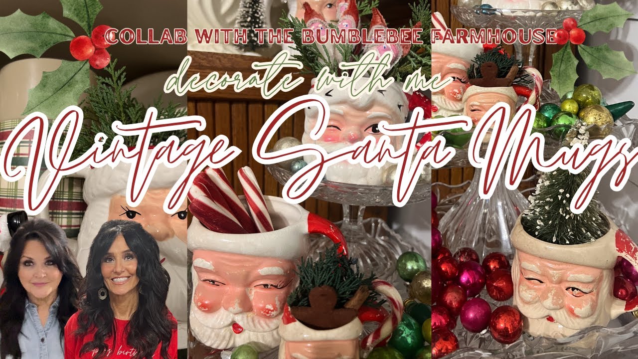 🎅🏼2023 NEW CHRISTMAS DECORATE WITH ME || VINTAGE SANTA MUGS || 🎄NOSTALGIC VINTAGE CHRISTMAS CABINET
