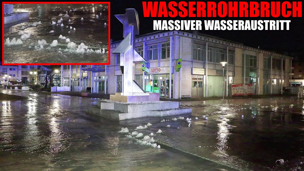 [GROßER WASSERROHRBRUCH IN FUßGÄNGERZONE!] - Massiver Wasseraustritt ~ Feuerwehr Langenfeld -