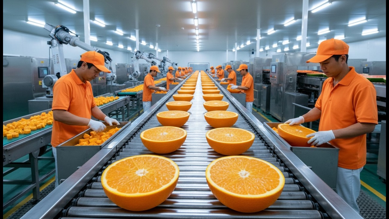 From Fresh Tangerines to Bottled Citrus Juice | Inside a Modern Orange Juice Factory Full Process