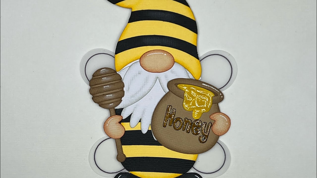 Svg paper piecing bee gnome with honey pot #scrapbooking