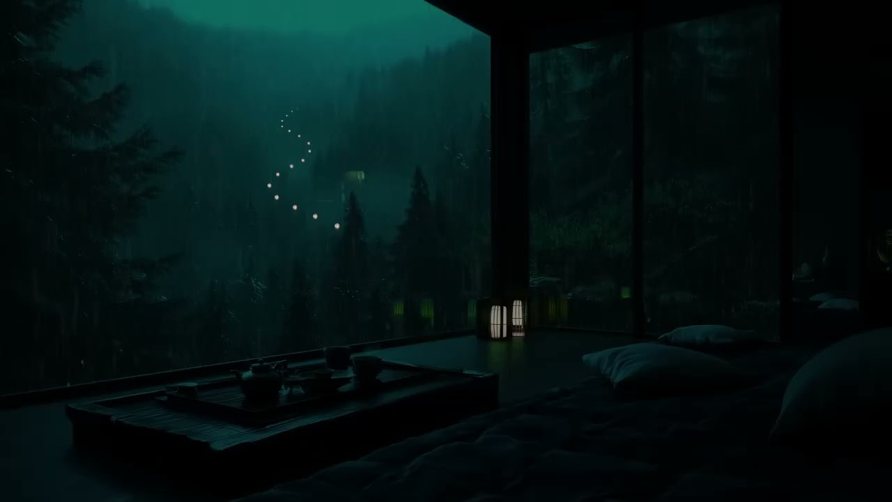 Dark Mountain Cabin Rain Sounds | No Ads | For Deep Sleep & Relaxation Ambience