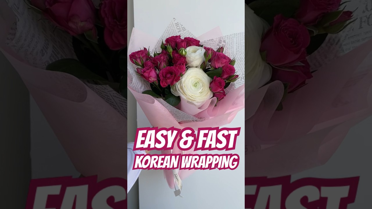 HOW TO GIFT WRAP FLOWERS /ROSES IN TISSUE PAPER korean flower wrapping #diy tutorial EASY FAST #ASMR