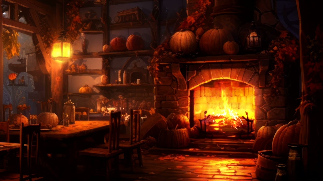 Cozy Autumn Tavern Fireplace Ambinece for Ralaxing Evening