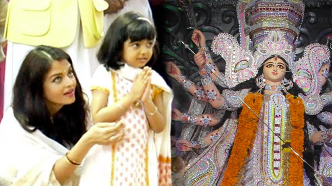 Aishwarya Rai Bachchan And Abhishek Bachchan With Daughter Aaradhya At Durga Puja!