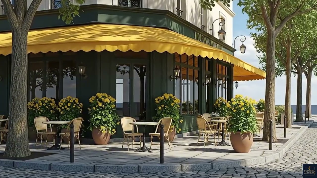 Relax Jazz ☀️ Sunny European Café by the Sea | Cozy Coffee Shop Ambience for Study, Work & Relax
