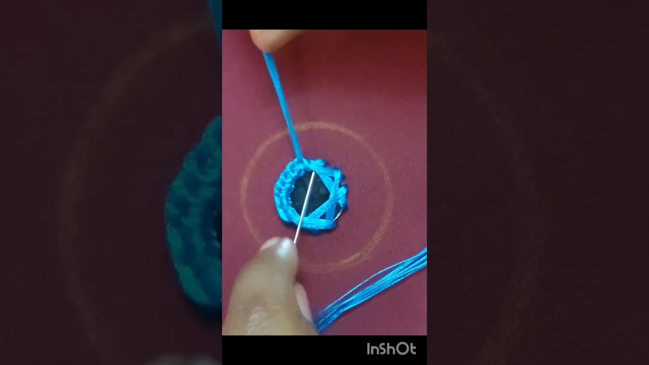 Mirror Aari embroidery work at easy method #viral #embroidery #handembroidery #mirrorwork