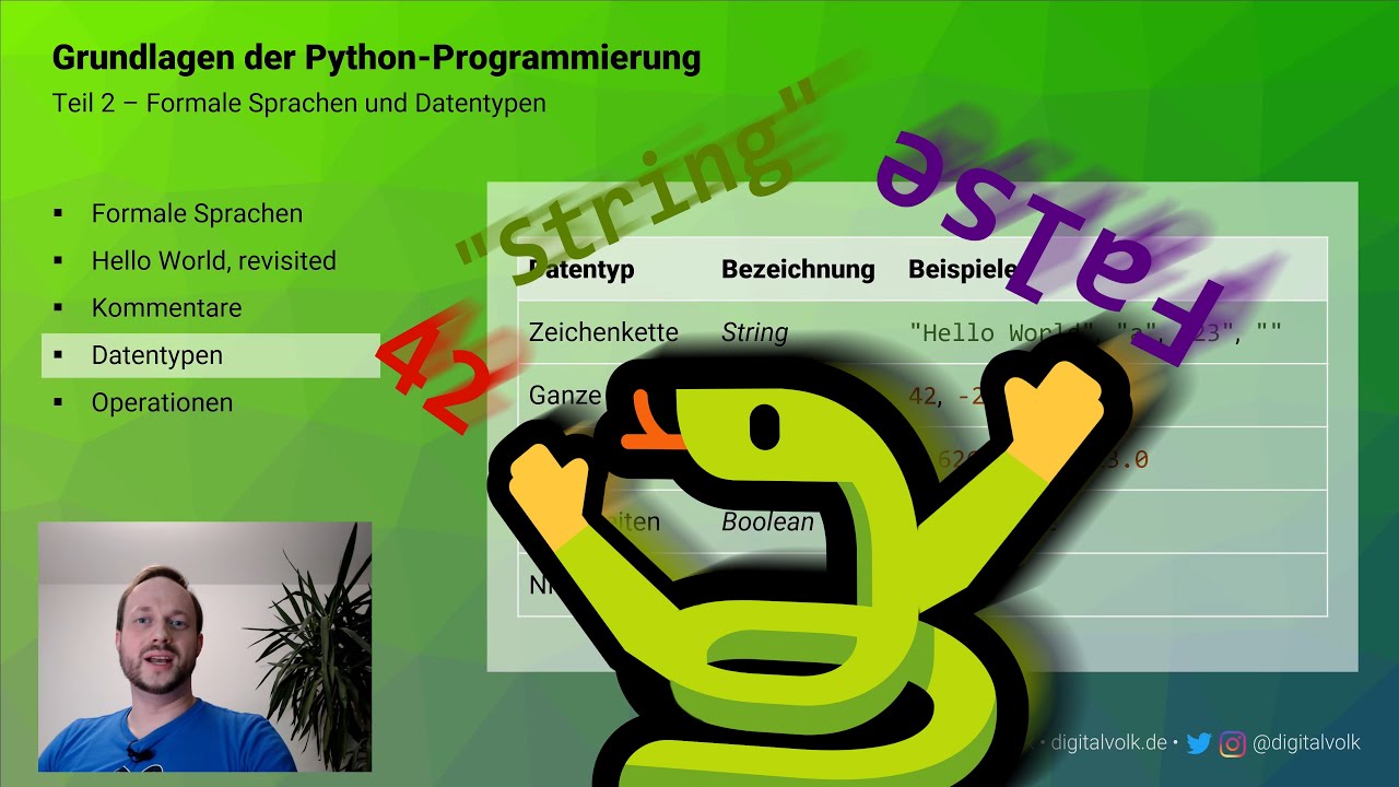 Grundlagen der Python-Programmierung #02 Formale Sprachen und Datentypen