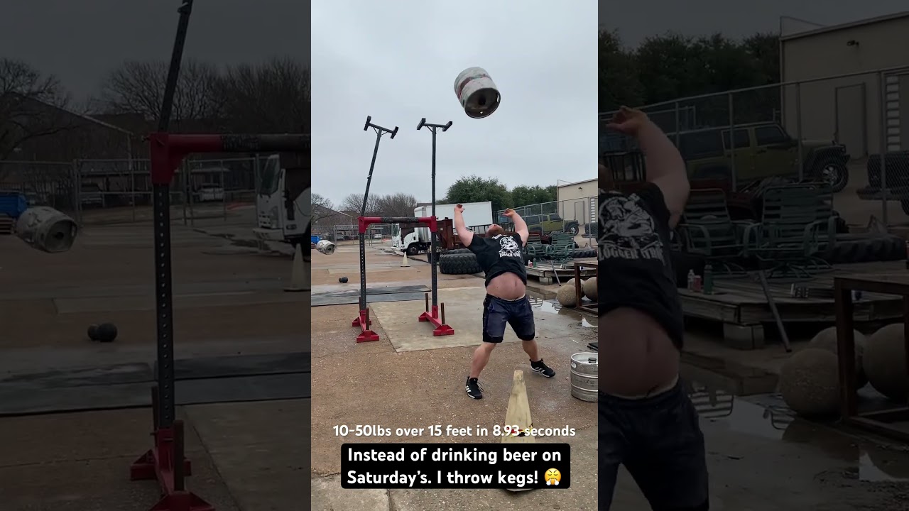 Throwing instead of drinking. Cheers!🍻 #strongmansaturday #throwing #kegstv #strongmansaturday