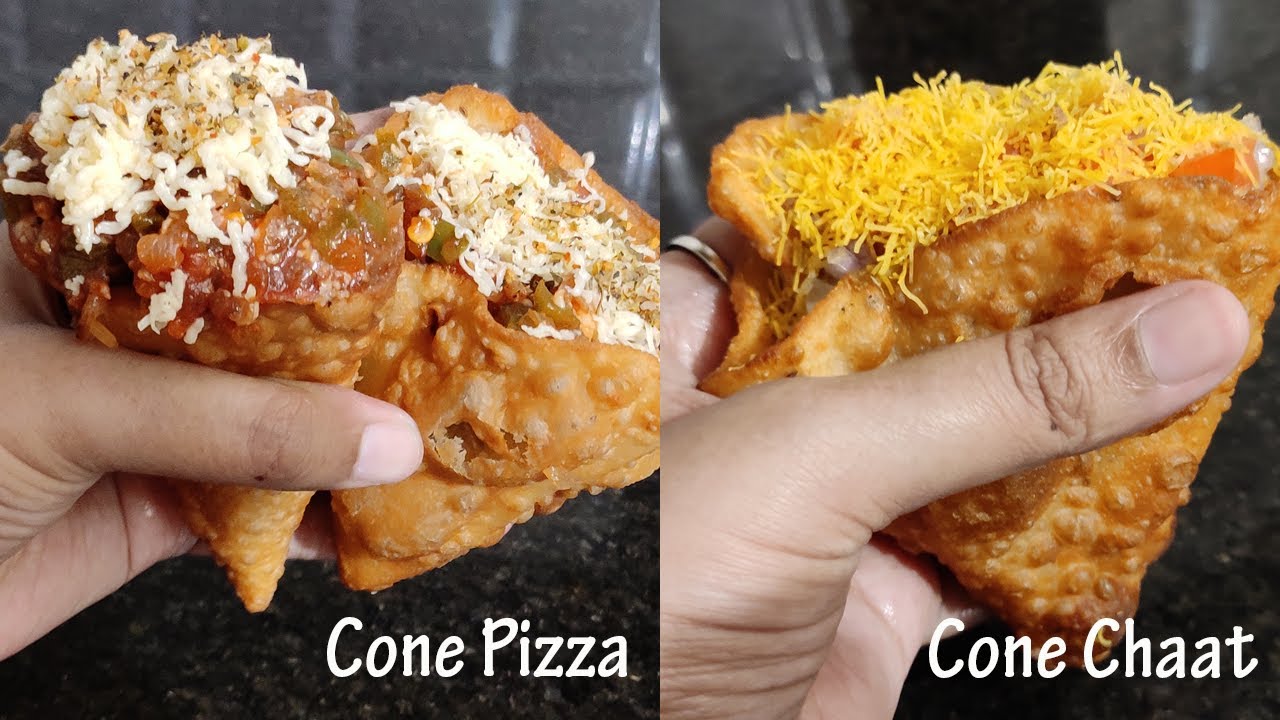 Cone Pizza Cone Chaat recipe | How to make Cheesy Cone Pizza and Chatpata Cone Chaat at home