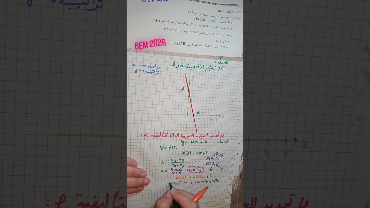 حل تمرين 1✍️ يحتوي على الدالة التألفية  #السنة  4متوسط 