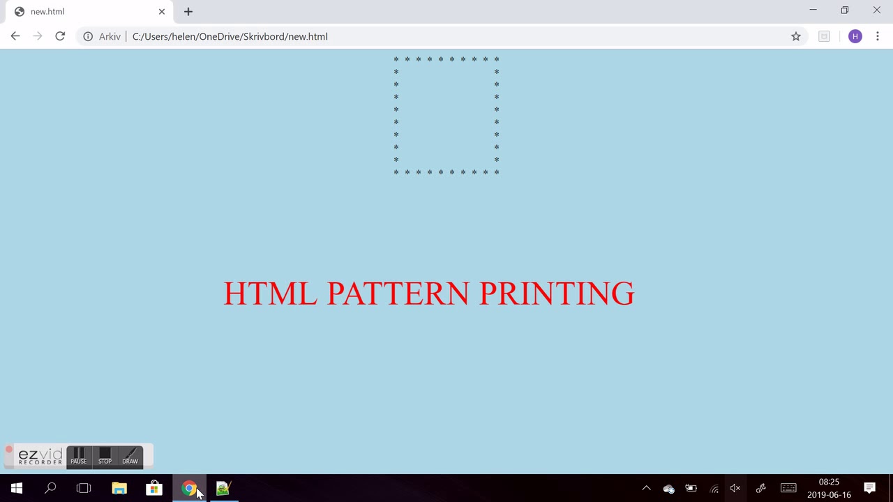 HTML - PATTERN PRINTING