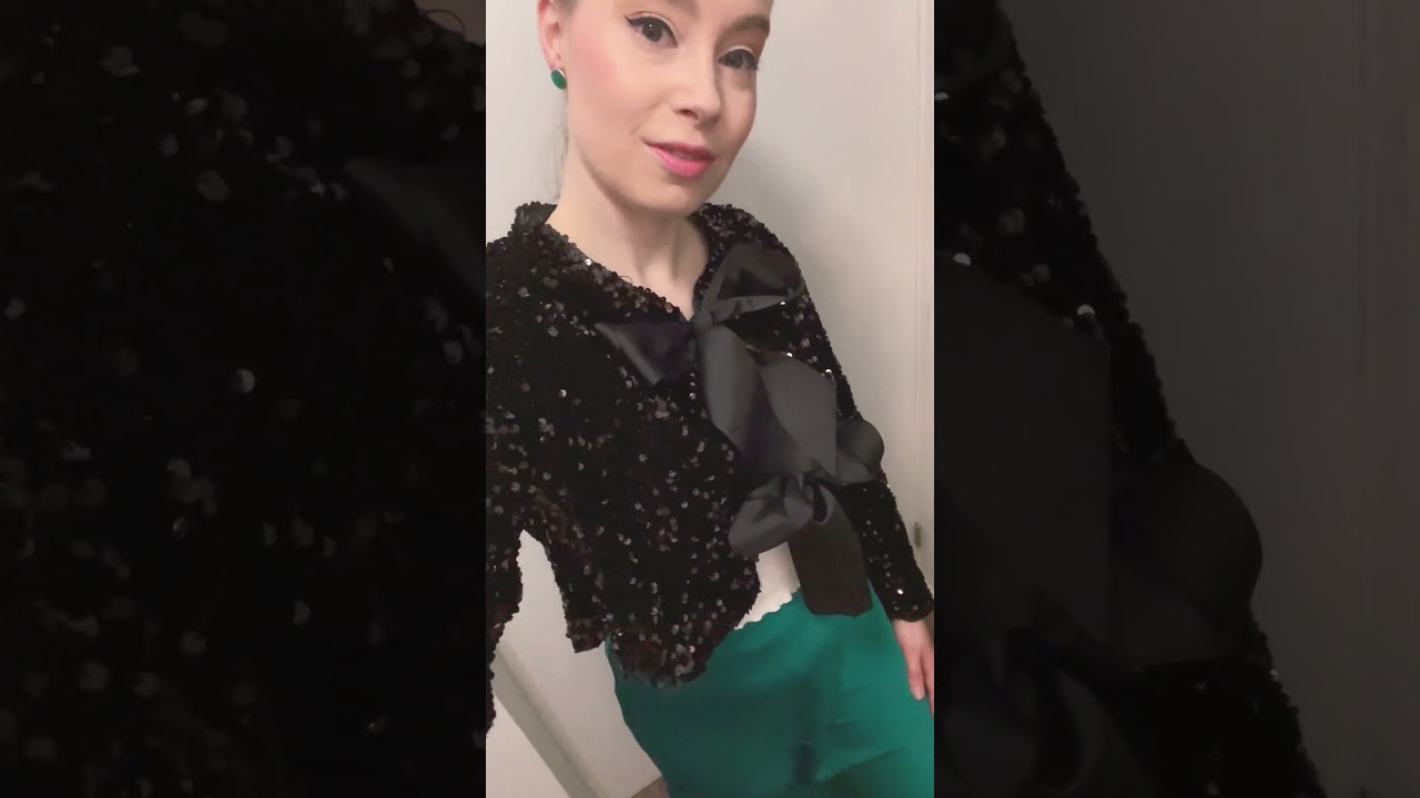 Sequin Bow Jacket And Silky Satin Skirt Outfit Of The Day!