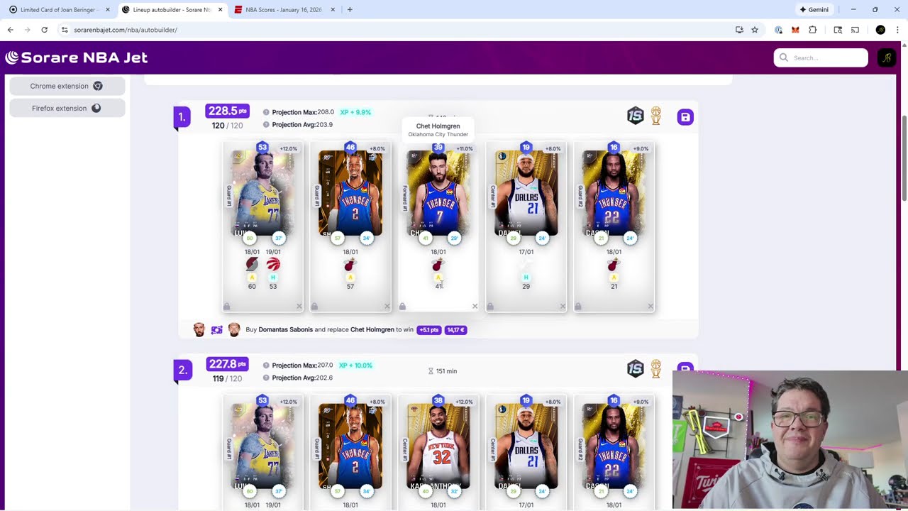 Sorare NBA Game Week 26 lineup setting