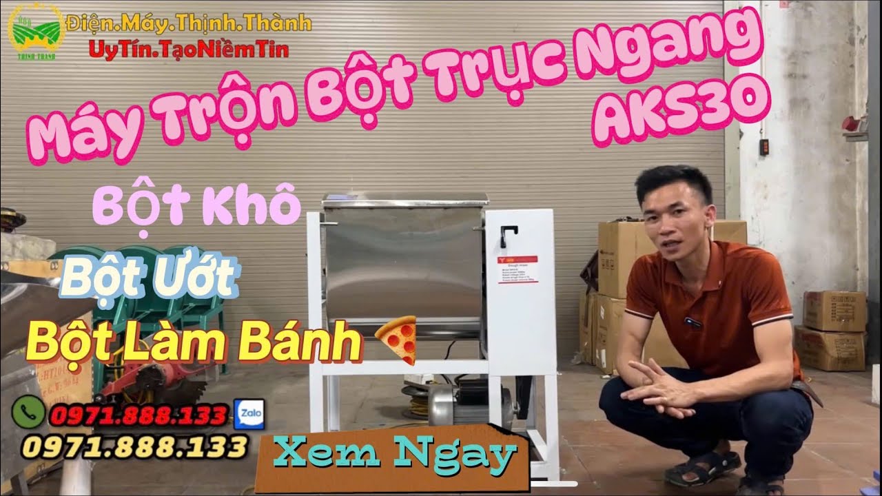 Giá Bán Mới Máy Trộn Bột Trục Ngang AKS30- Trộn Bột Làm Bánh, Trộn Ướt, Trộn Khô
