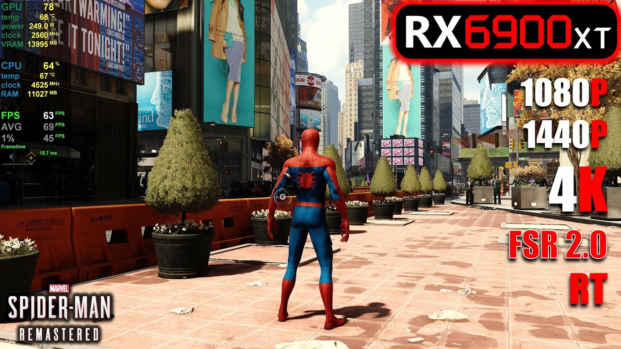 RX 6900 XT | Marvel&rsquo;s Spider-Man Remastered &mdash; 1080p, 1440p, 4K, FSR 2.0, трассировка лучей