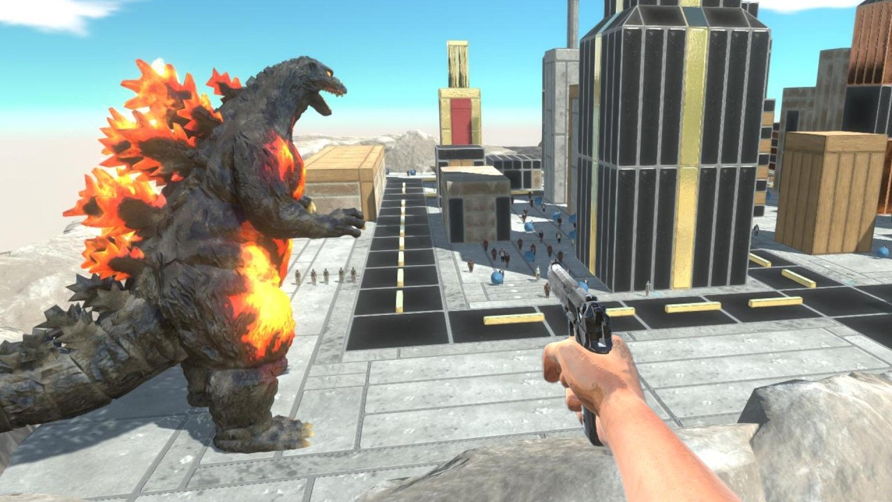 FPS Defend City From Burning Godzilla - Animal Revolt Battle Simulator
