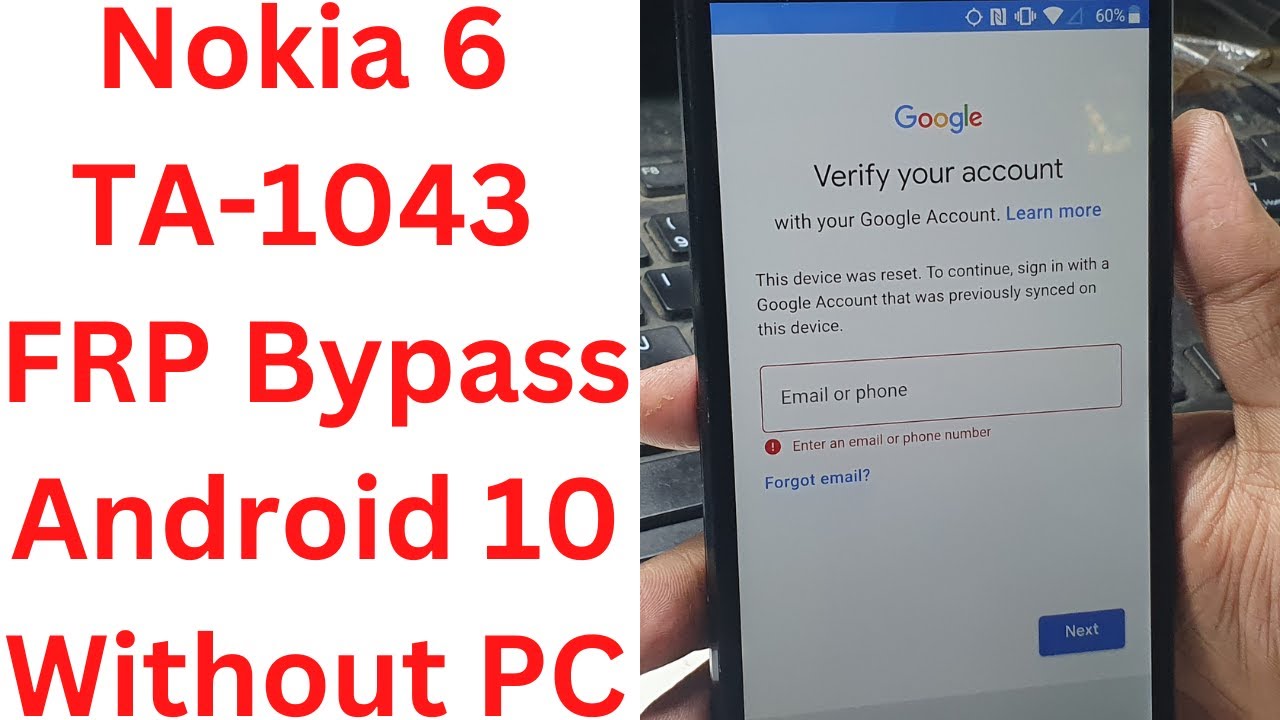 Nokia 6 TA-1043 FRP Bypass Android 10 Without PC || nokia 6.1 ta-1043 frp bypass -nokia ta 1043 frp