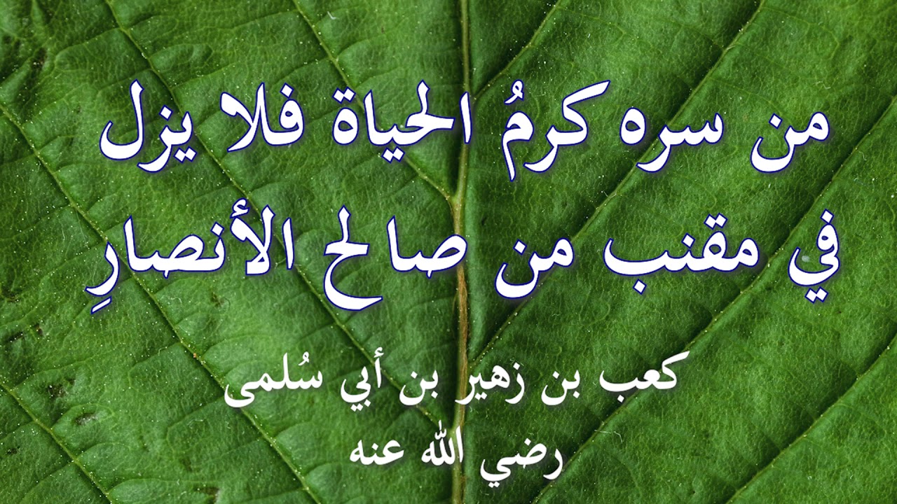 من سره كرم الحياة - كعب بن زهير