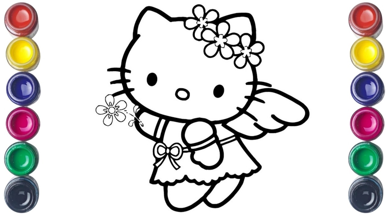 Милый рисунок феи Hello Kitty для детей, раскраска для малышей, легко нарисовать.
