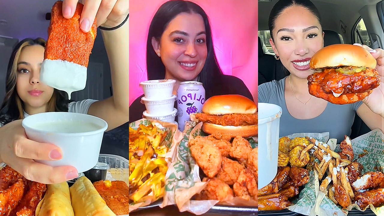 Asmr TikTok EATING NO talking |372| Onion boil, HABIT BURGER, Wingstop, buldak noodles, Sushi & more