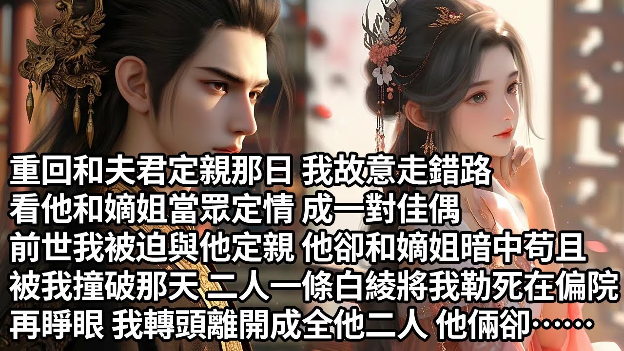 【一口氣看完】重回和夫君定親那日我故意走錯路，看他和嫡姐當眾定情 成一對佳偶，前世我被迫與他定親 他卻和嫡姐暗中苟且， 被我撞破那天 二人一條白綾將我勒死在偏院，再睜眼 我轉頭離開成全他二人他倆卻……