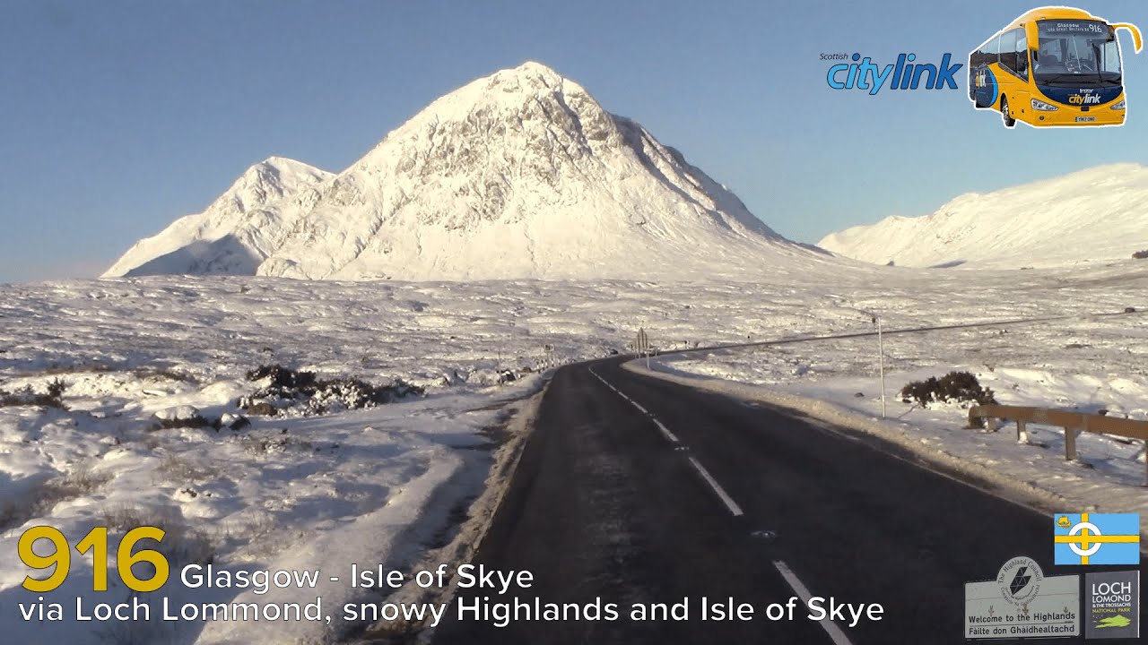 Morning Timelapse through the snowy Scottish Highlands | Scottish Citylink 916: Glasgow - Uig