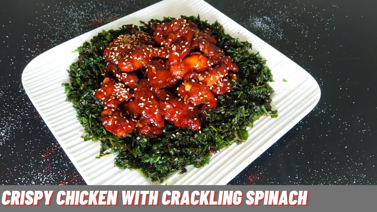 Crispy Chicken With Crackling Spinach | Crispy Honey Chicken | Chicken Starter Recipe