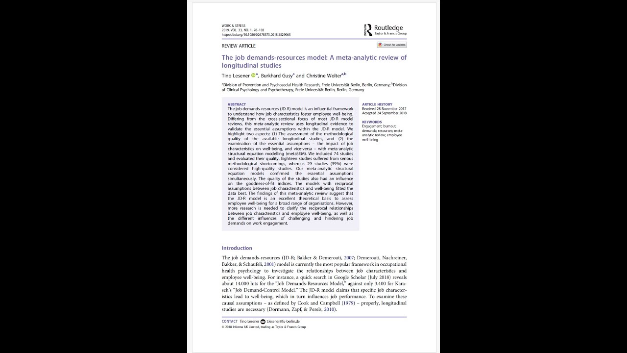 The job demands-resources model: A meta-analytic review of longitudinal studies