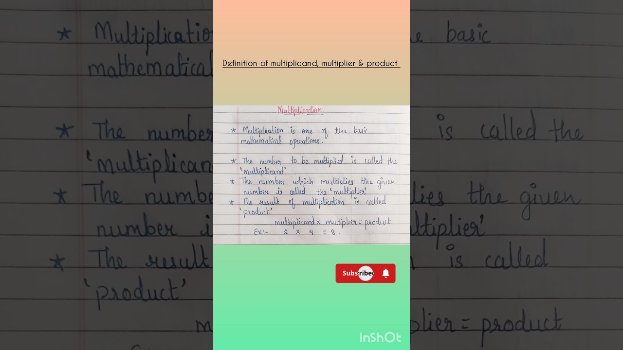 Definition Of Multiplicand, Multiplier & Product. #math ...