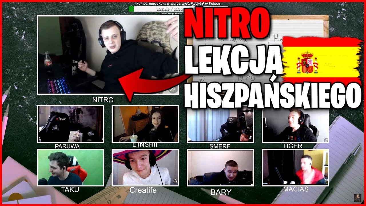 NITRO | E-LEKCJE Z EKIPĄ 😂 | LEKCJA HISZPAŃSKIEGO 🇪🇸 | NAJLEPSZE MOMENTY 🔥
