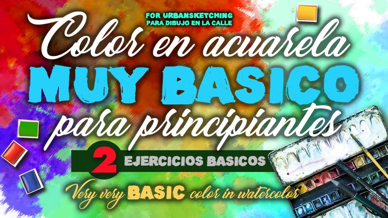 (2) Ejercicios básicos de color en acuarela principiantes. Very basic color exercises for beginners.