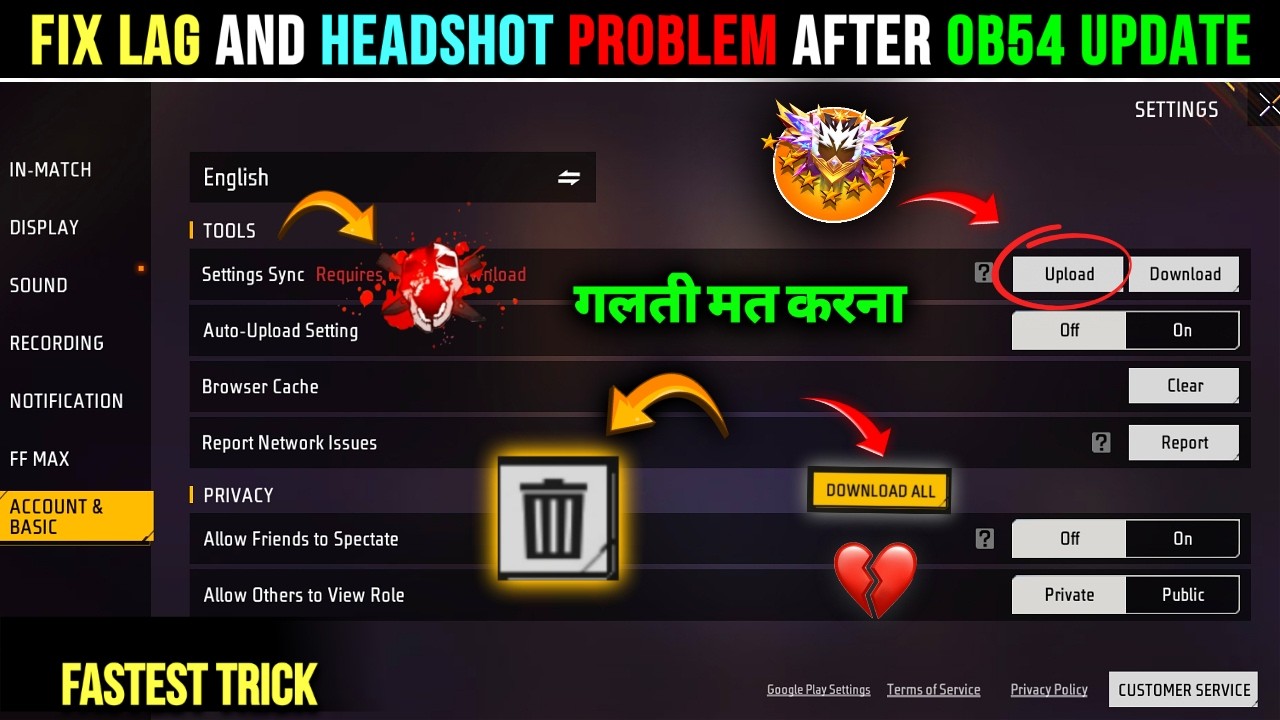 Fix Lag & Headshot Problem After OB54 Update 😱 || Best Sensitivity Settings Free Fire 2026