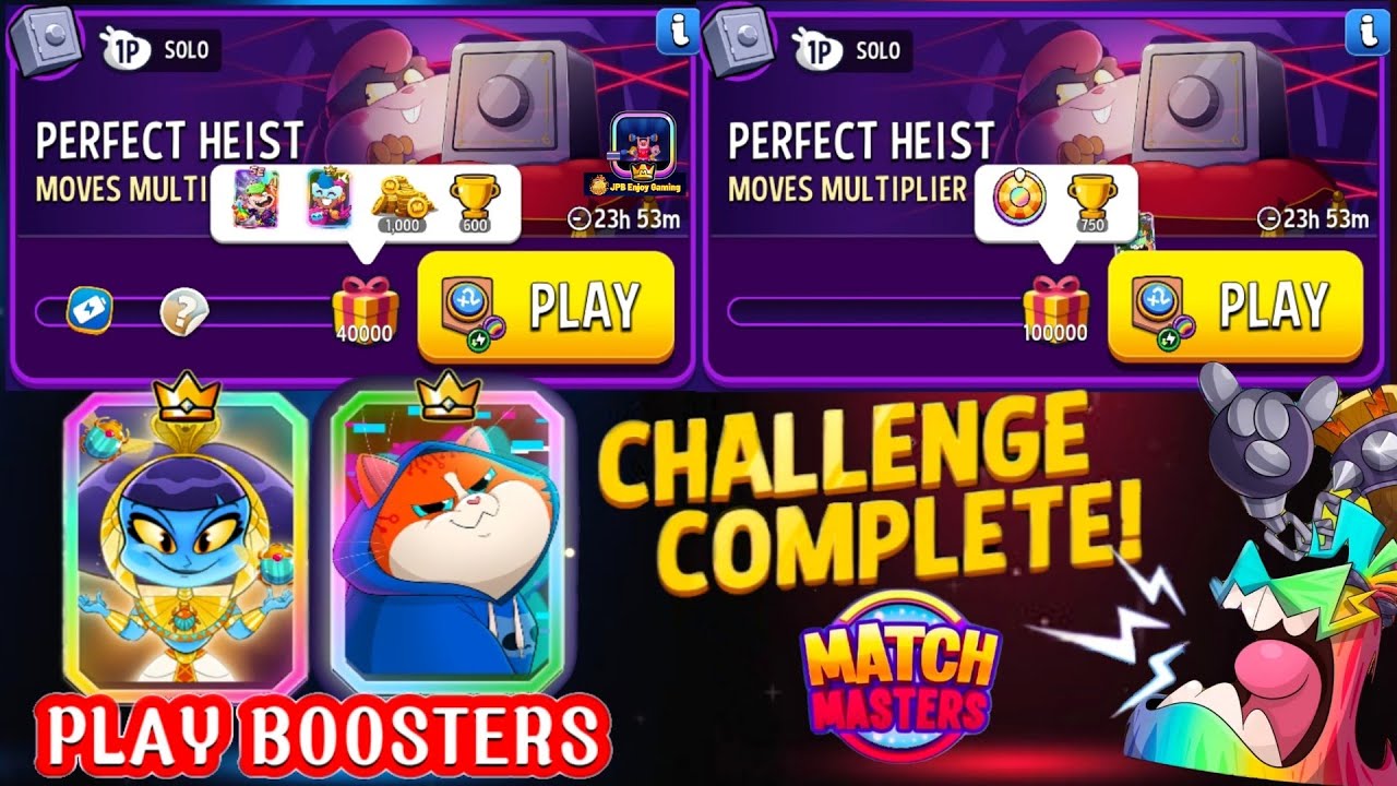 2 Solo/ Perfect Heist Moves Multiplier+Rainbow Solo Challenge 40000 and 100000 Score/Match Masters