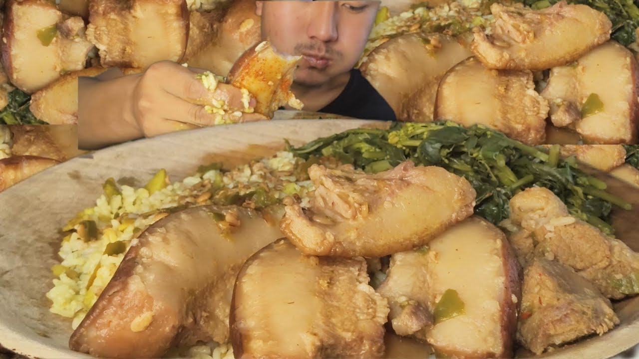 Delicious mukbang pork fats & Axoni curry 🤤