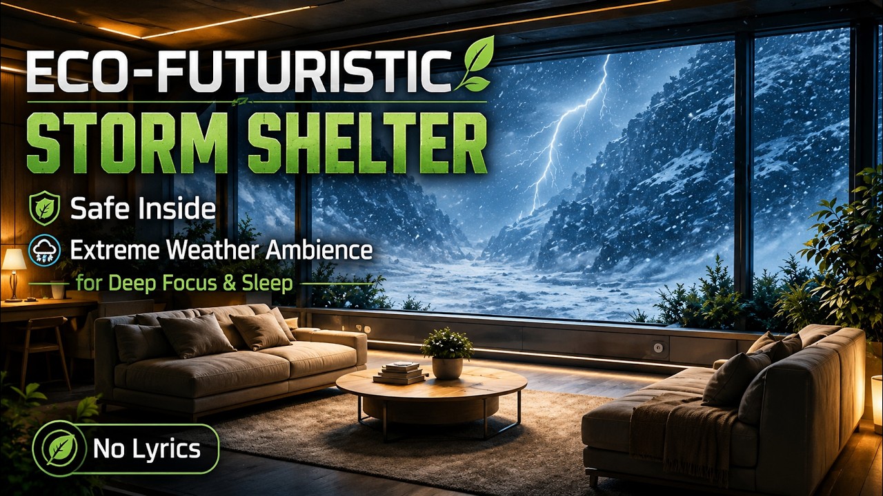 Eco-Futuristic Storm Shelter Safe Inside Extreme Weather Ambience for Deep Focus & Sleep (No Lyrics)