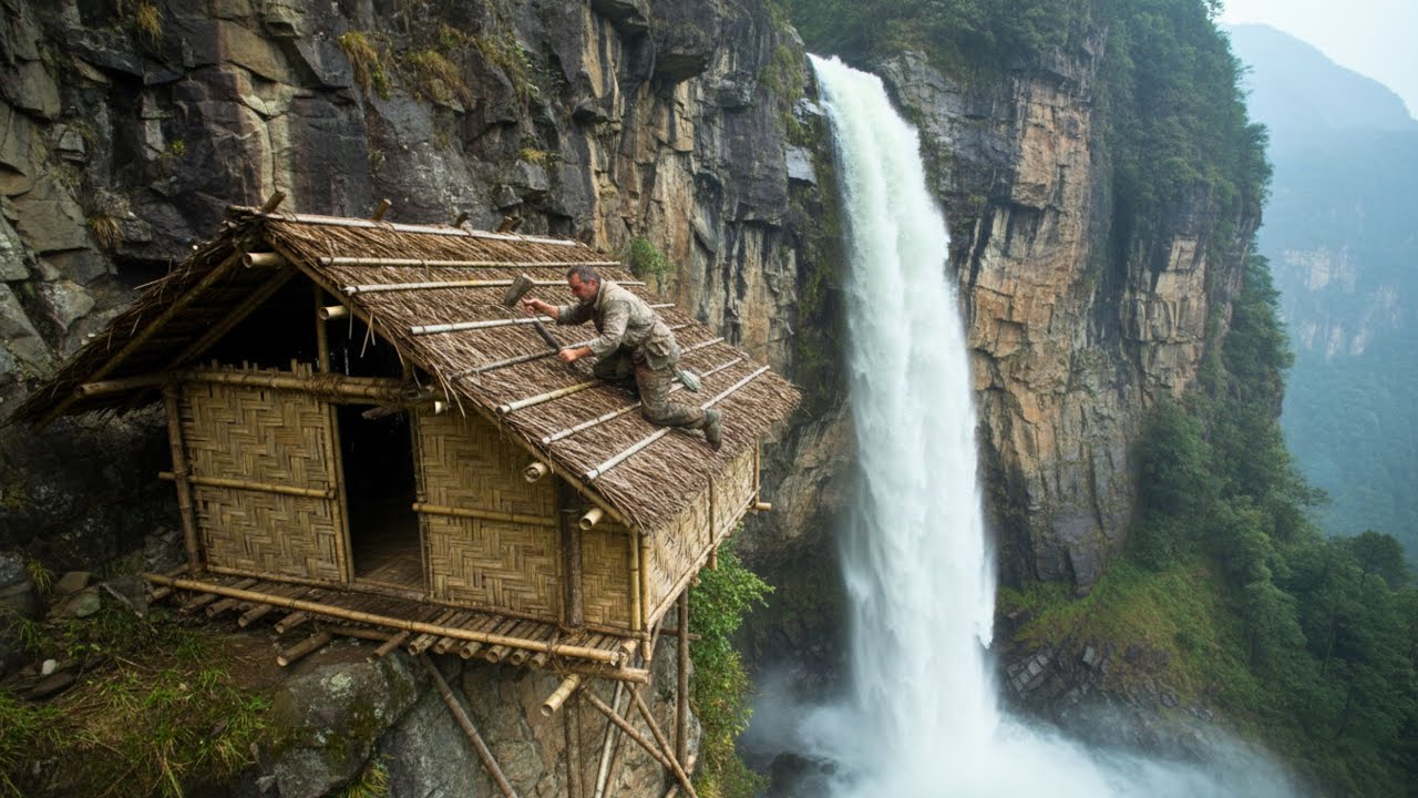 Build a Shelter on a Cliff Alone in 365 Days, Using Primitive Tools, No Modern Equipment Available