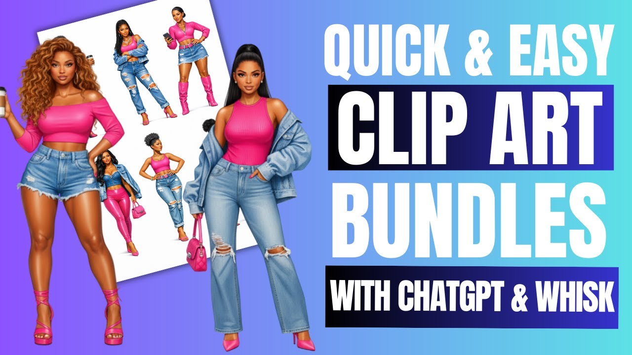 Cute Clip Art Bundles Using ChatGPT & Whisk  |  Quick and Easy