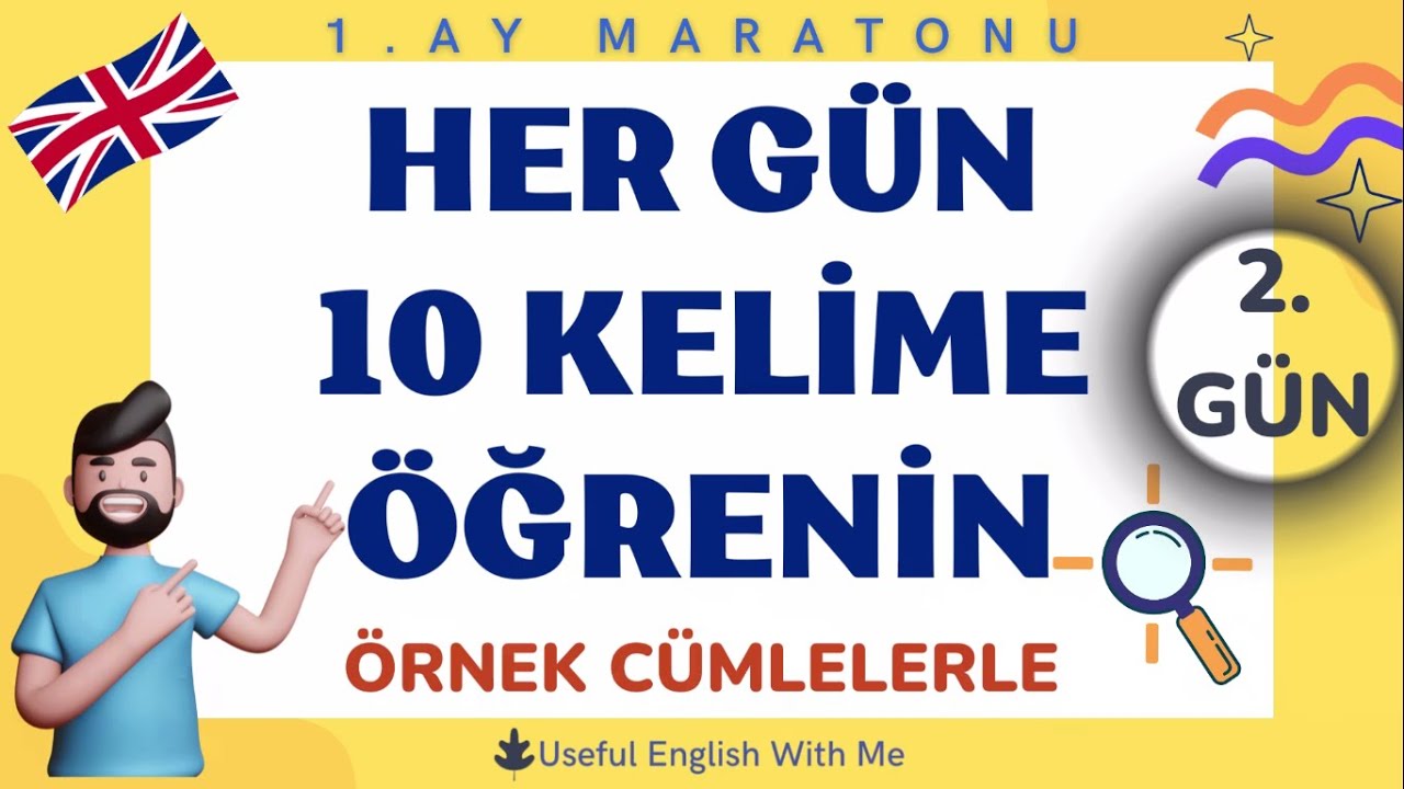 Her Gün 10 İngilizce Kelime Öğren - 2. GÜN | ÖRNEK CÜMLELERLE | 1. AY MARATONU #english #ingilizce