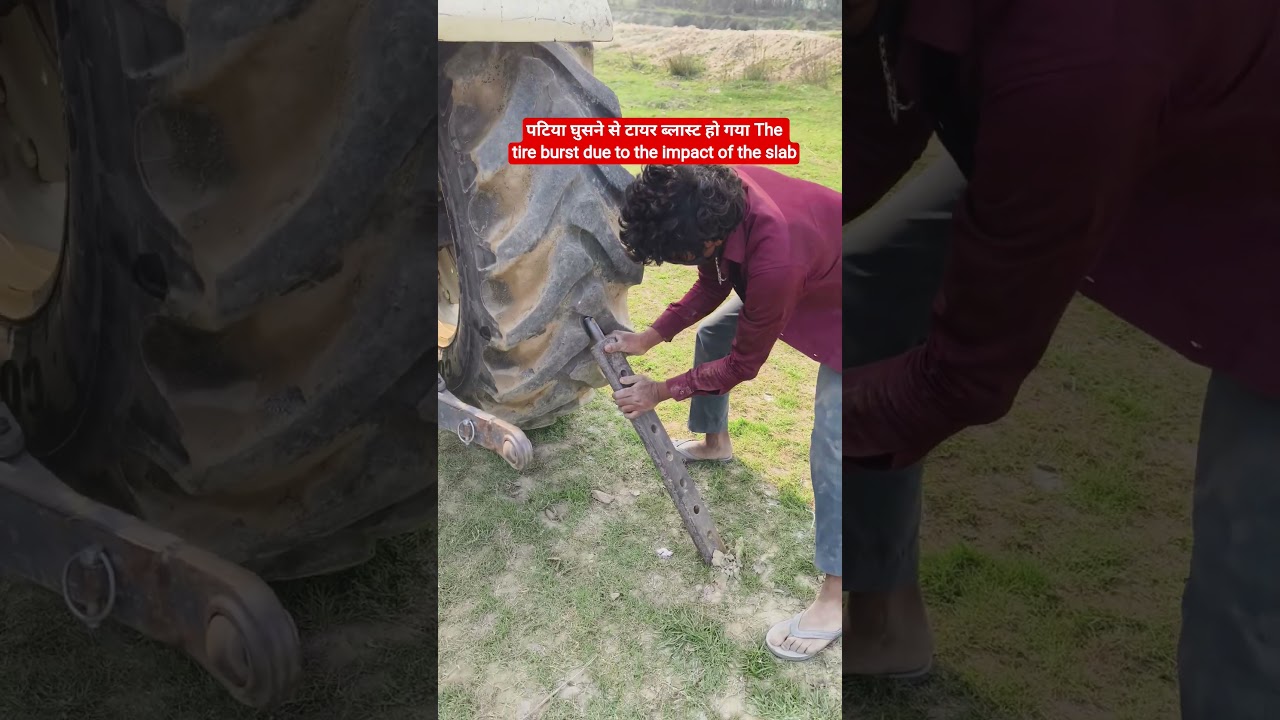 The tire burst due to the impact of the slab #reels #viral #short